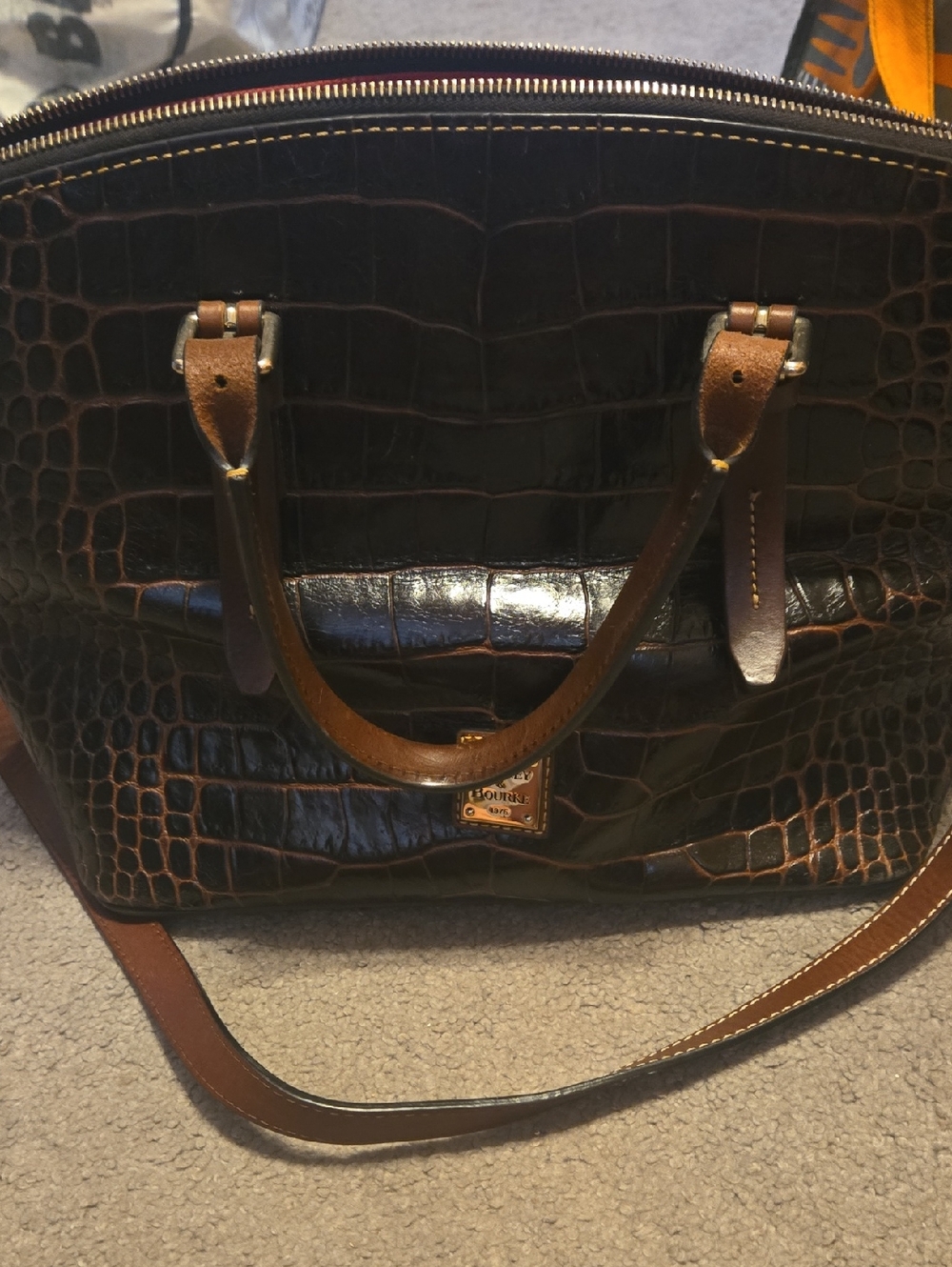Dooney & Bourke  Brown Croc-Embossed Purse